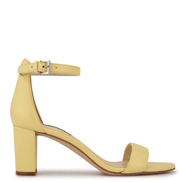 Nine West Pruce Ankle Strap Block Heel Yellow Heeled Sandals | South Africa 31R68-0W28